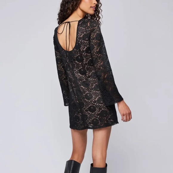Gentle Fawn Dresses & Skirts - Gentle Fawn Hannah Dress- Black Lace Long Sleeve Mini Dress- Size Small